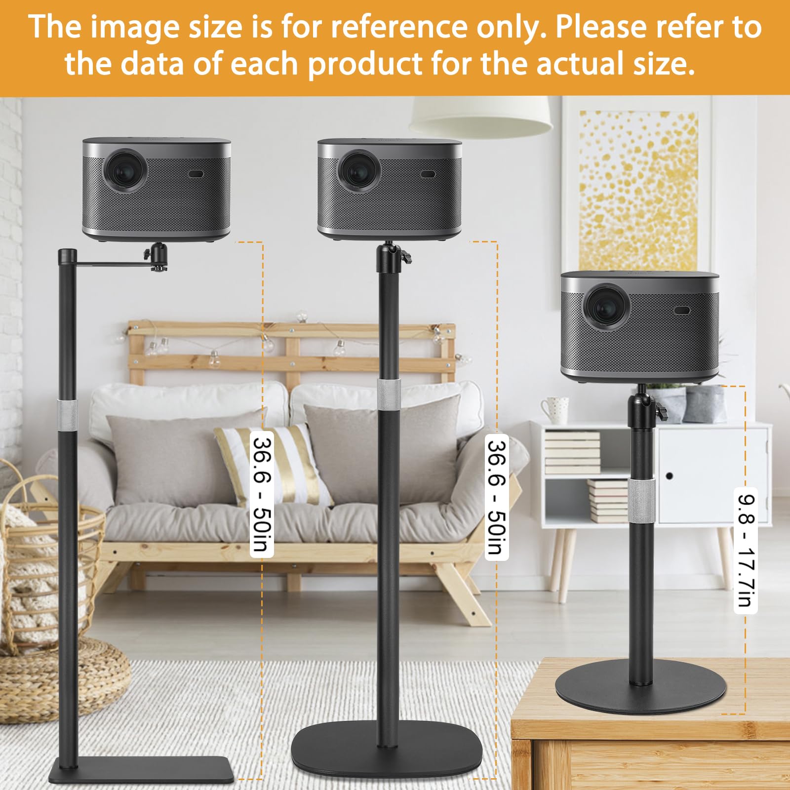 AKOZLIN Support projecteur sol réglable hauteur 19"-49,21" rotation 360° universel plafond charge 6 kg compatible caméra webcam