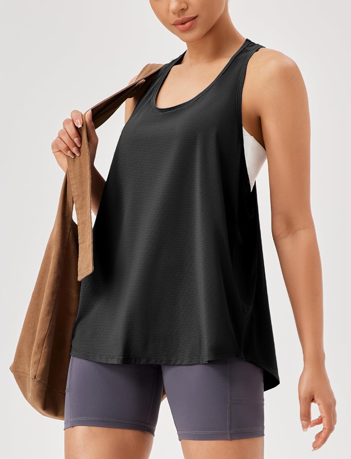 FEOYA Womens Racerback Loose Fit Workout Tops Sleeveless Flowy Athletic Yoga Running Shirt Muscle Tank Top - Image 5