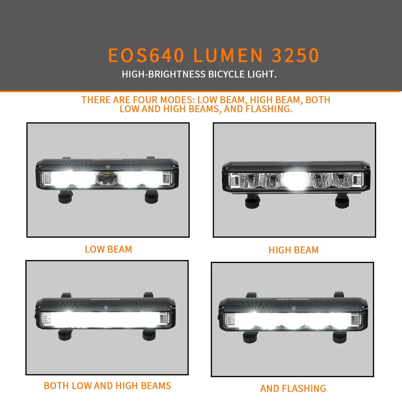 Luci per bici ricaricabili tramite USB, 3250 lumen, torcia LED super luminosa, torcia impermeabile per bici, luci per bici per guida notturna, essenziali per una guida