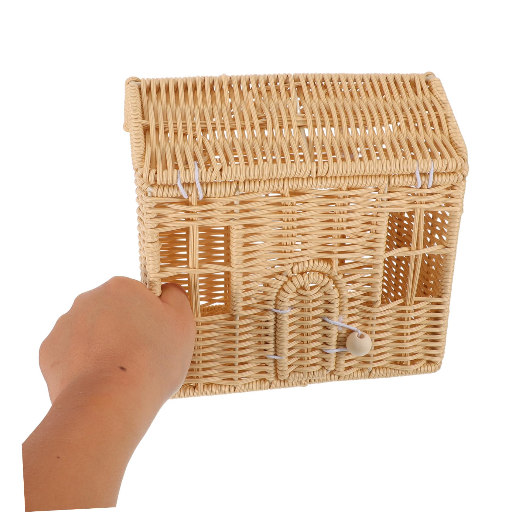 ULTECHNOVO Cesta de Dulces Navideña Tejida Mano con Asa Cesta de Casa de Muñecas Hecha de Ratán Sintético para Bodas Showers y Decoración Festiva