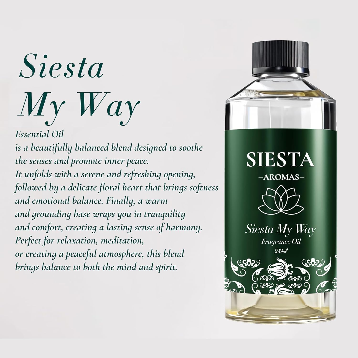 Siesta Hotel Scent for Diffuser Oils My Way 500ML Inspried by 1Hotel, 16.9Fl.Oz USA Made, Aroma Oil for Diffuser & Hotel Fragrance Oil for Aromatherapy, Bigger Bottle Bolder Long Lasting Fragrance