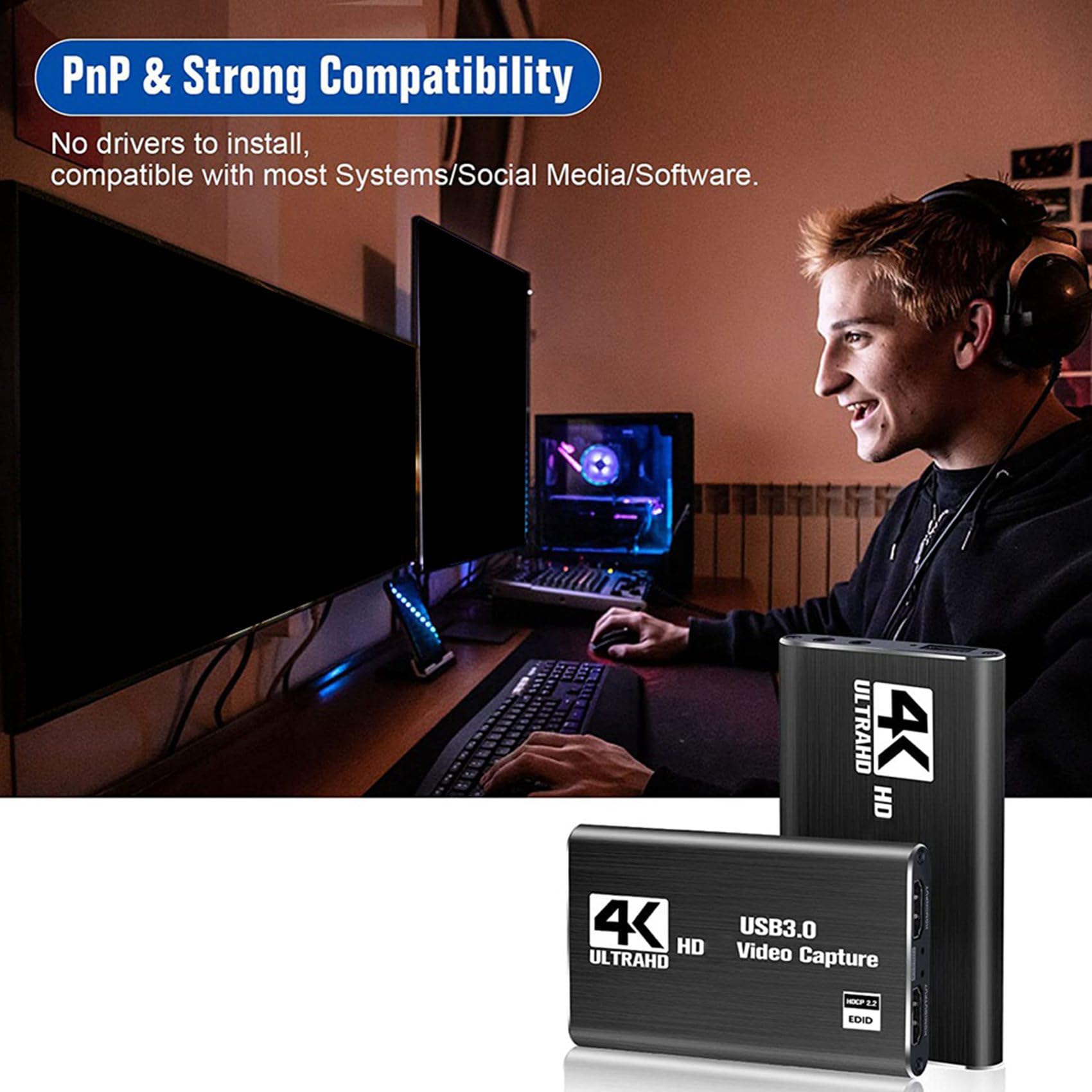 3X Carte de Capture Vidéo, Carte de Capture de Commutateur pour Commutateur, 4K 1080P 60FPS pour L'Enregistrement Vidéo en Streaming pour/DSLR/Appareil Photo