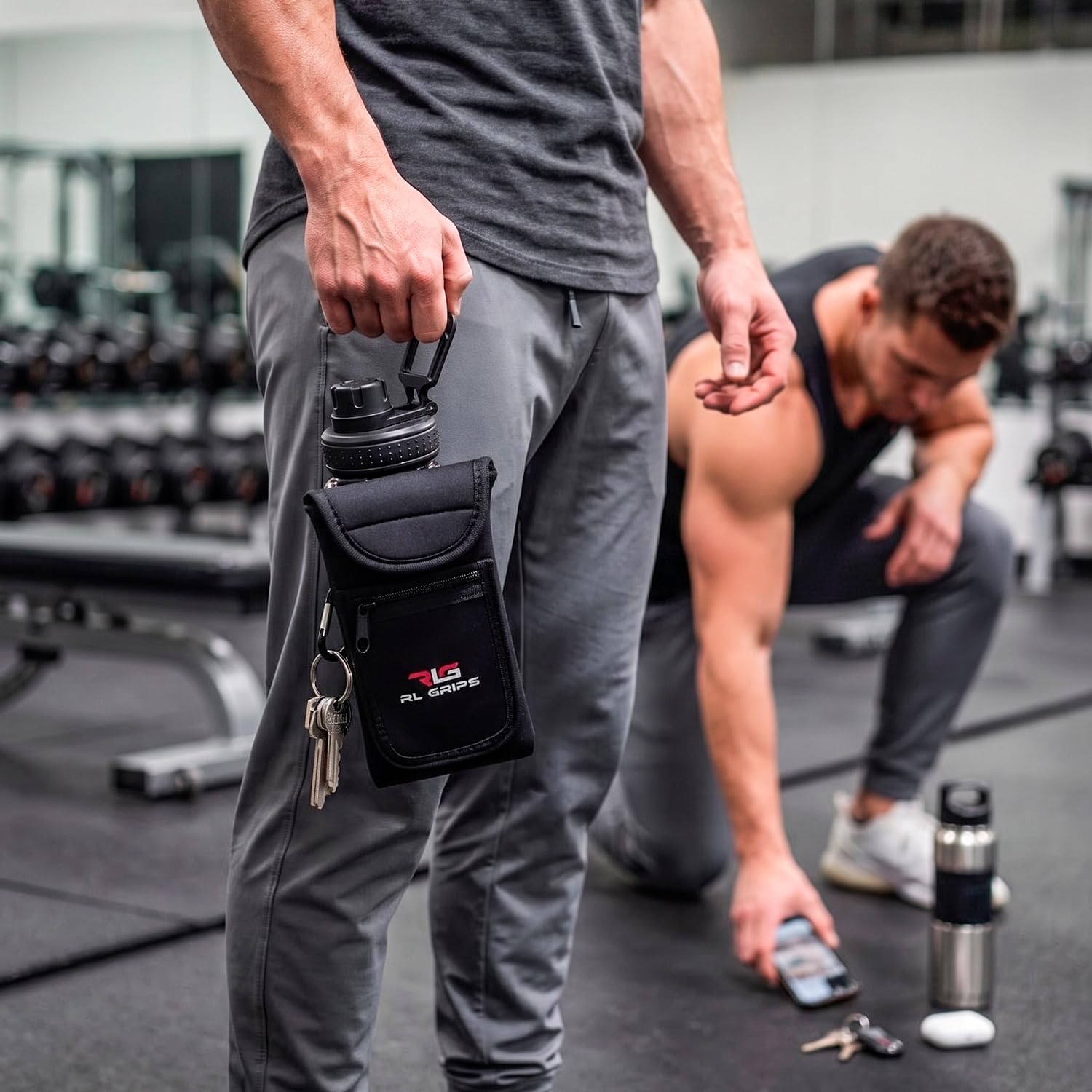 RL Grips Bolsa Magnética Gym para Botella y Móvil – Funda Magnética Gimnasio con Imanes Potentes
