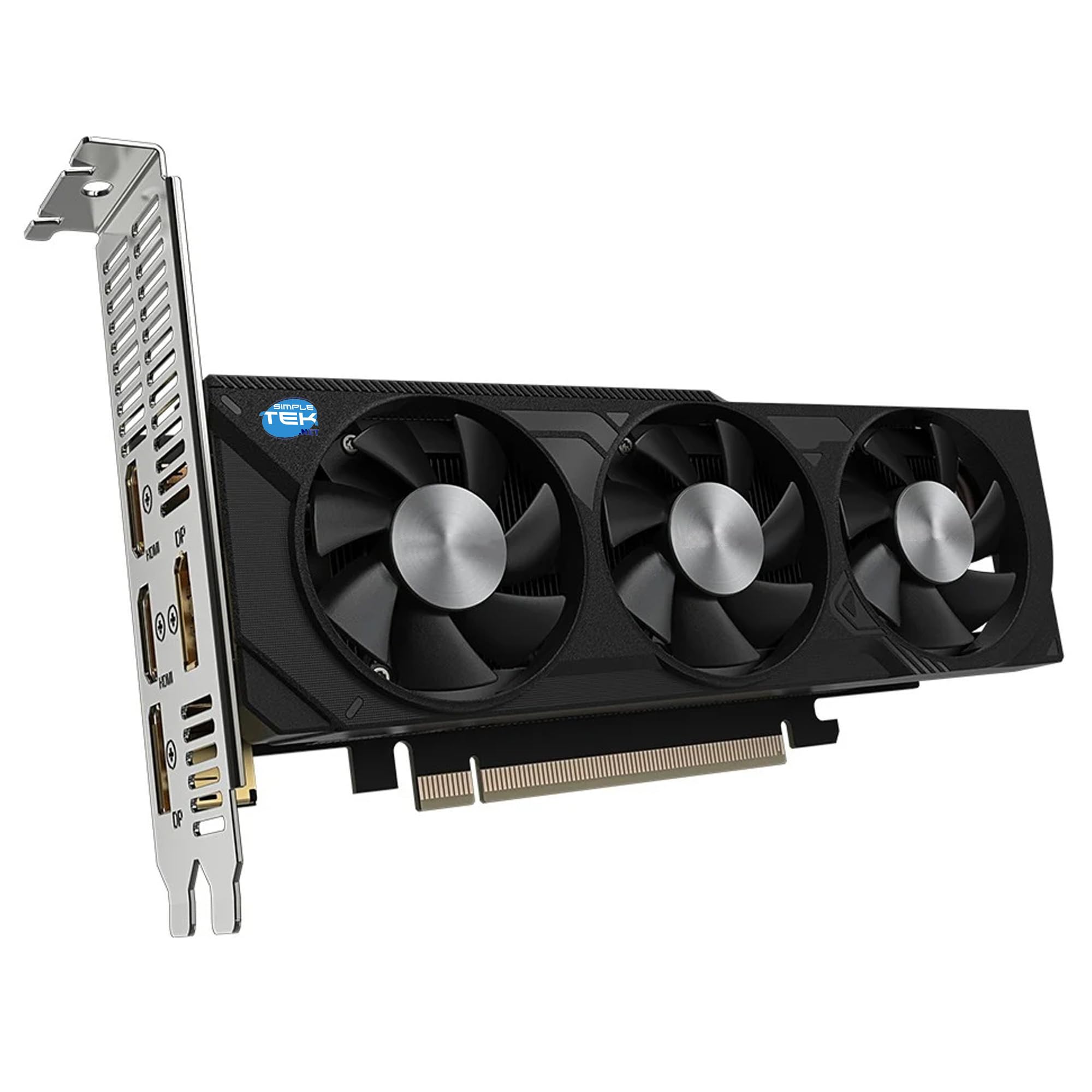 SIMPLETEK - Tarjeta gráfica compacta de 8 GB GDDR6 para juegos y estaciones de trabajo, 3 ventiladores, 2 x DisplayPort 1.4a, 2 x HDMI 2.1a, interfaz PCIe 4.0 x8, diseño de perfil reducido