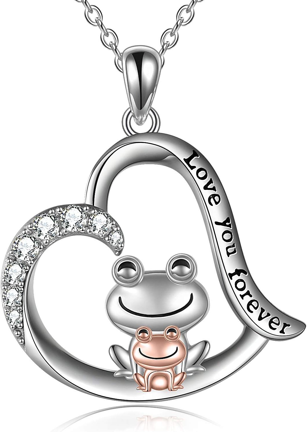 Frog Necklace for Women Sterling Silver Mother Daughter Heart Pendant Jewelry Gifts for Mom Daughter Girls Birthday