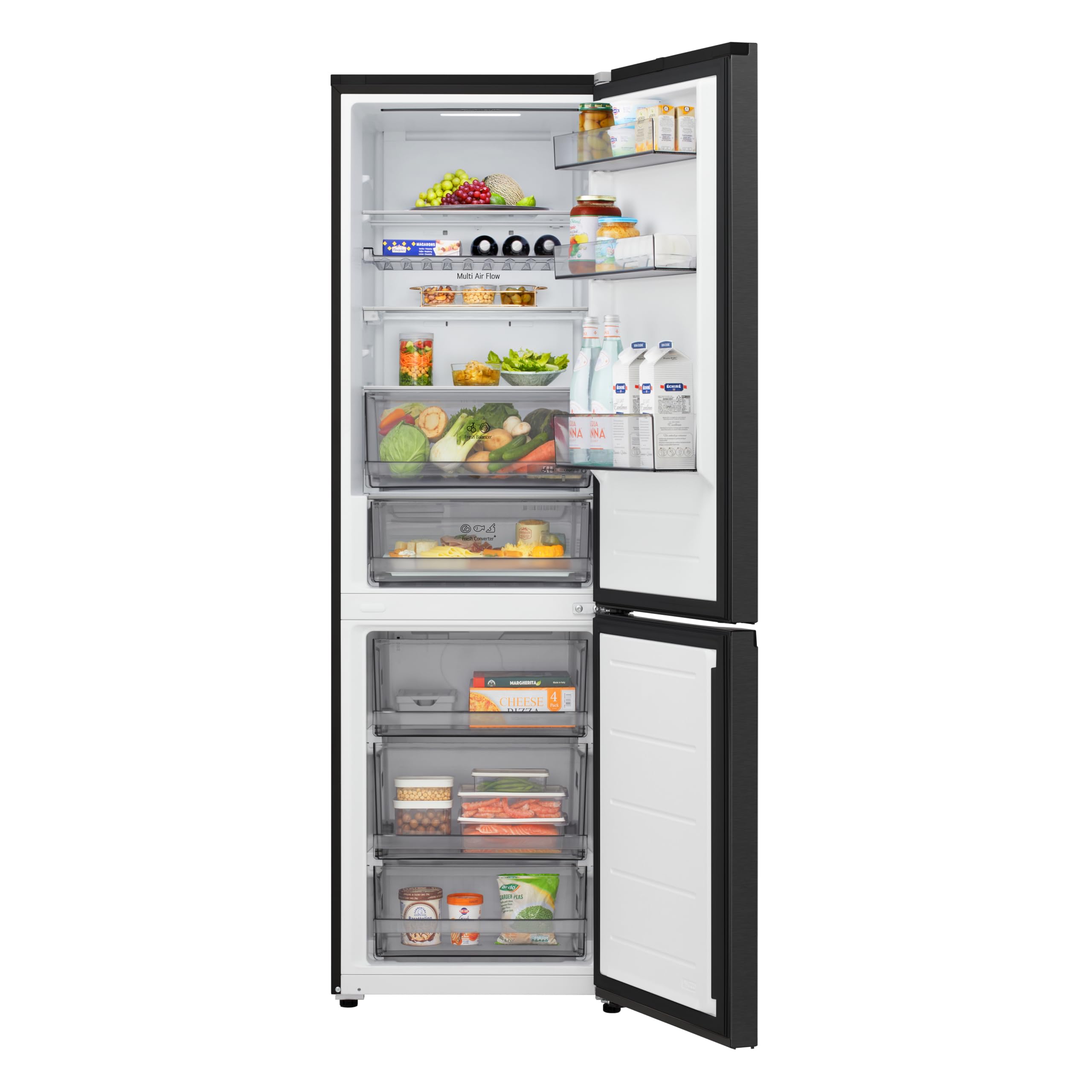 LG Electronics GBBS312BEV Kühl-Gefrier-Kombination, leise (33dB), 333L, 186 cm hoch, Energieklasse B, Abtauautomatik, Schnellgefrierfunktion, freistehend, Energieklasse B.