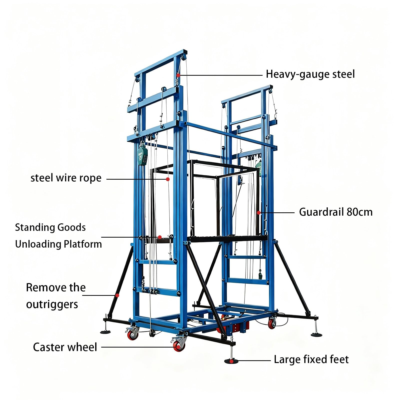 Elevador eléctrico de andamio con control remoto, escalera de construcción plegable, alta capacidad de carga para un uso versátil