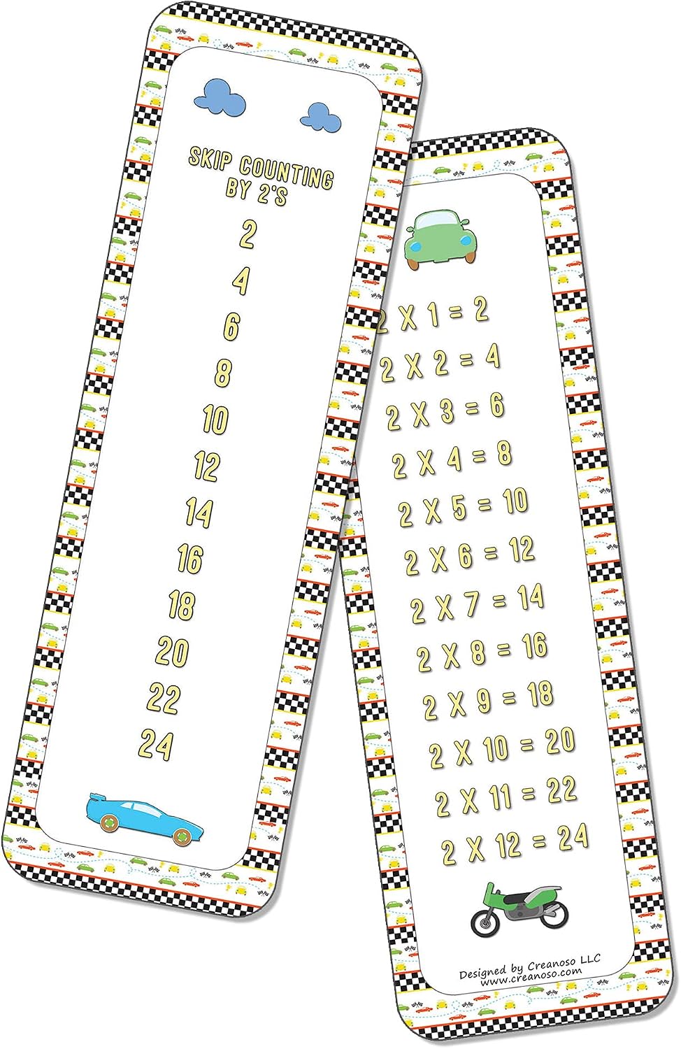Creanoso Skip Counting Chart Bookmark Cards - Vehicle Transportation Theme (6-Set X 11 Cards) – Stocking Stuffers Gifts Page Clippers Corporate Giveaways