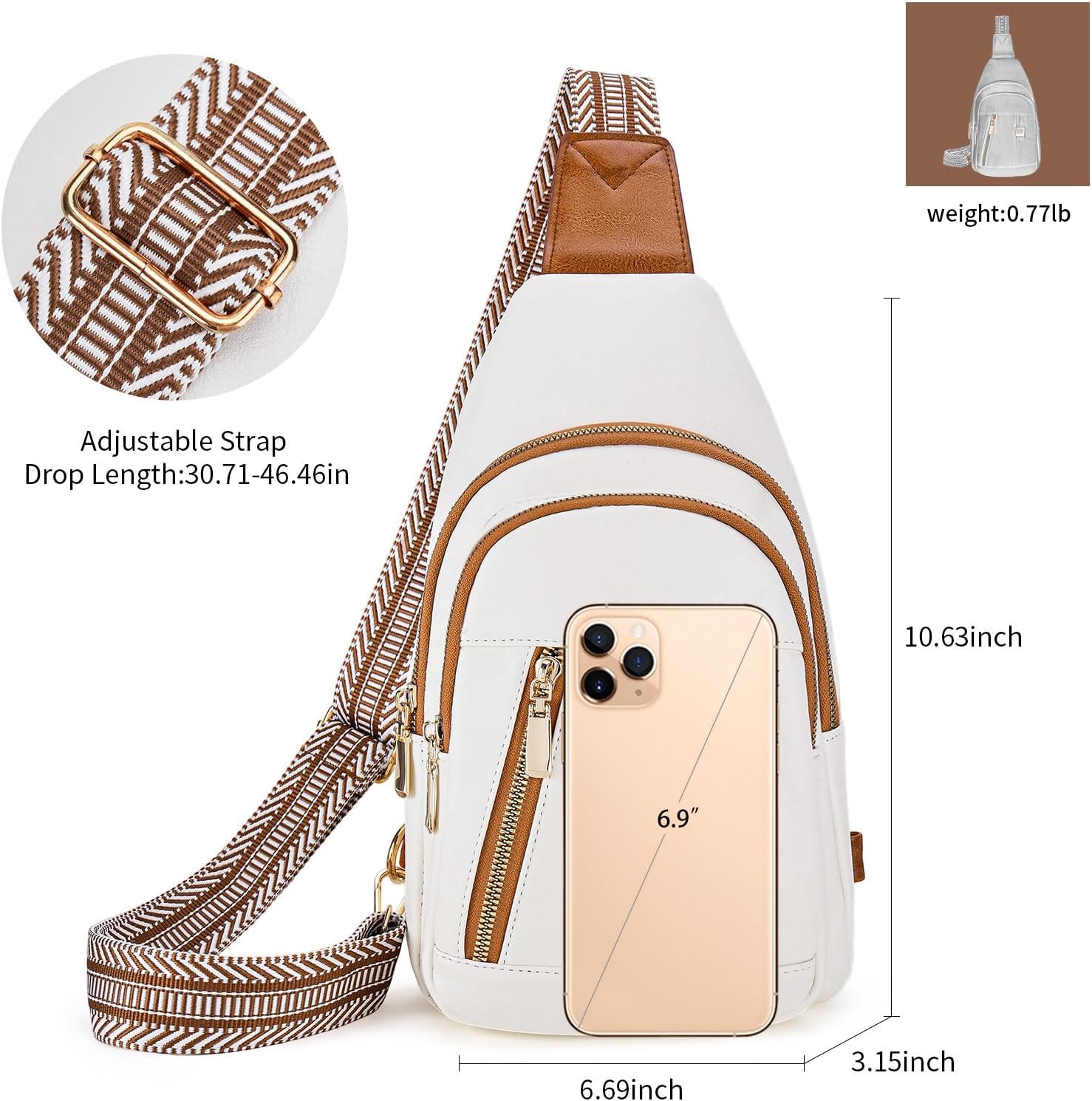 FALAN MULE Crossbody Bags for Women Trendy Leather Sling Chest Bag Fanny Packs for Women - Image 3