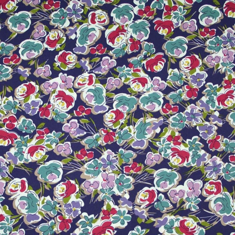 Mix Floral Animal Abstract Printed Fine Crepe Polyester Summer Dress Fabric 58" 1 (1 Metre, Ditsy Cute Buttercup Flower Peter Horton 2597)