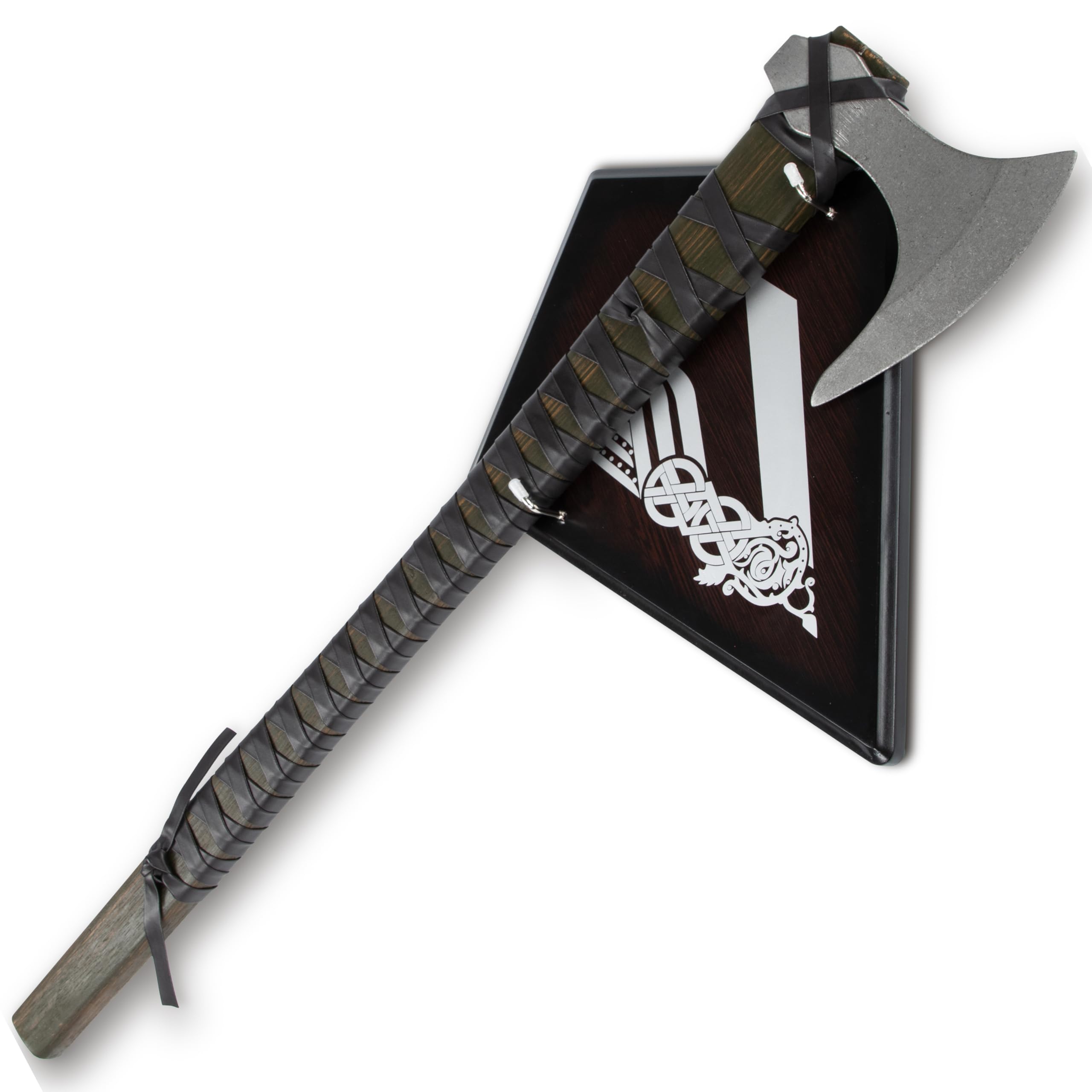 Wikinger Axt - Ragnar Lothbroks Kriegsaxt - Kampfaxt Vikinger - Streitaxt Metall - 63 cm Deko Wikinger Kampfaxt mit Schild aus Holz