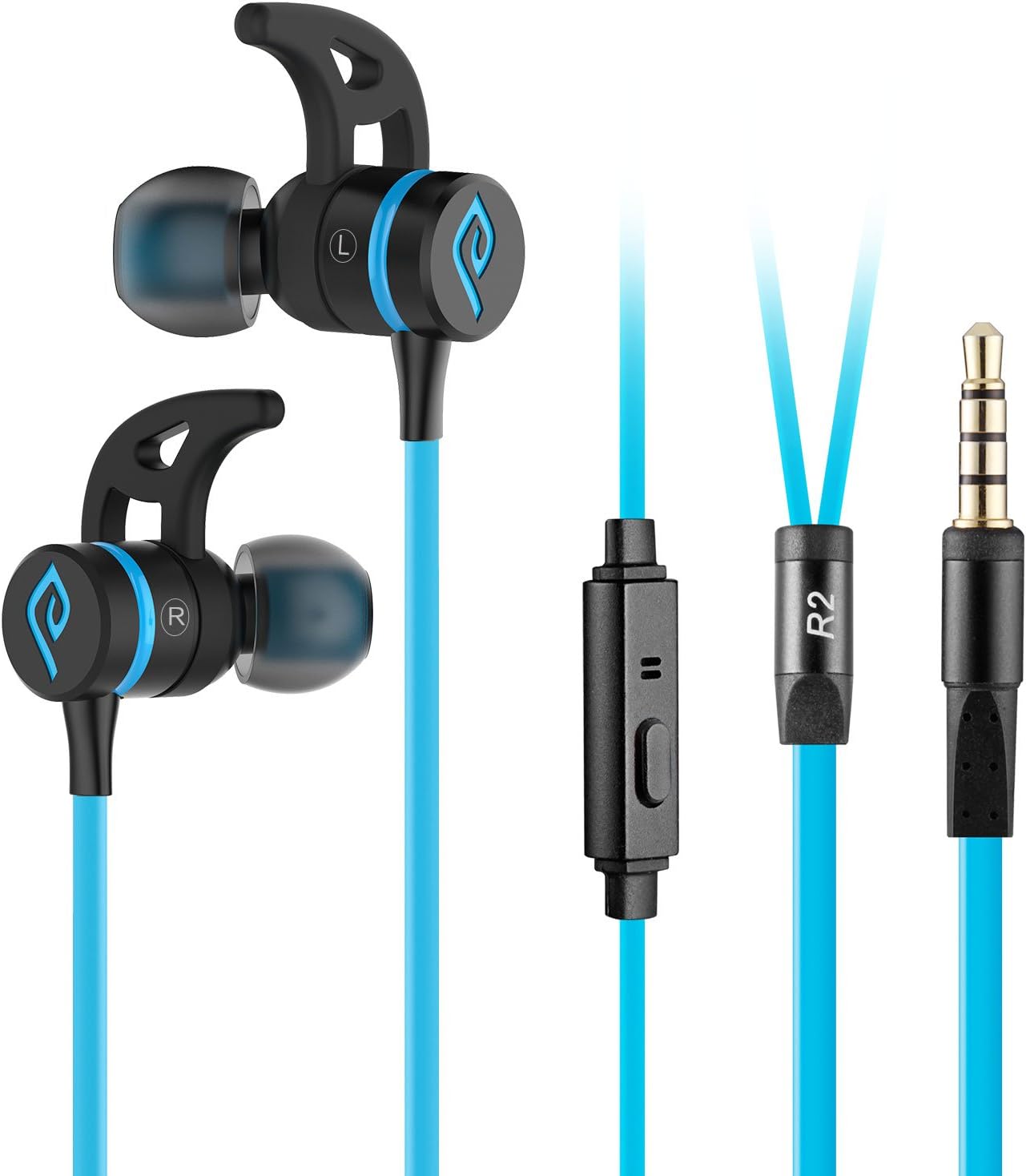 Wired Earphones, Parasom R2 Sports Magnetic Stereo Earbuds 3.5mm Jack Noise-Isolation In-Ear Earphones with Mic,Volume Control and Track Control for IOS/Android (Blue)