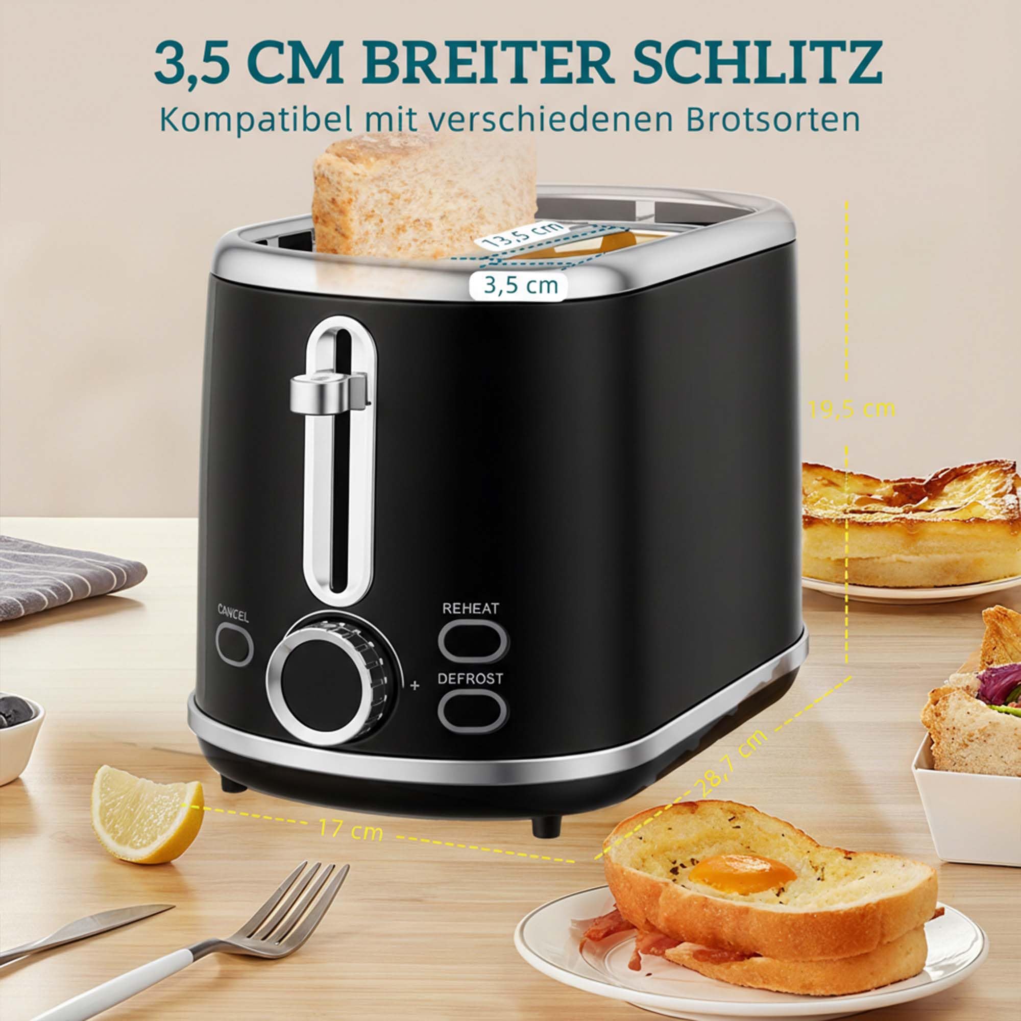 HOMCOM Wasserkocher Toaster Set 1,7L 2200W Edelstahl 2 Scheiben 6 Bräunungsstufen LED Schwarz
