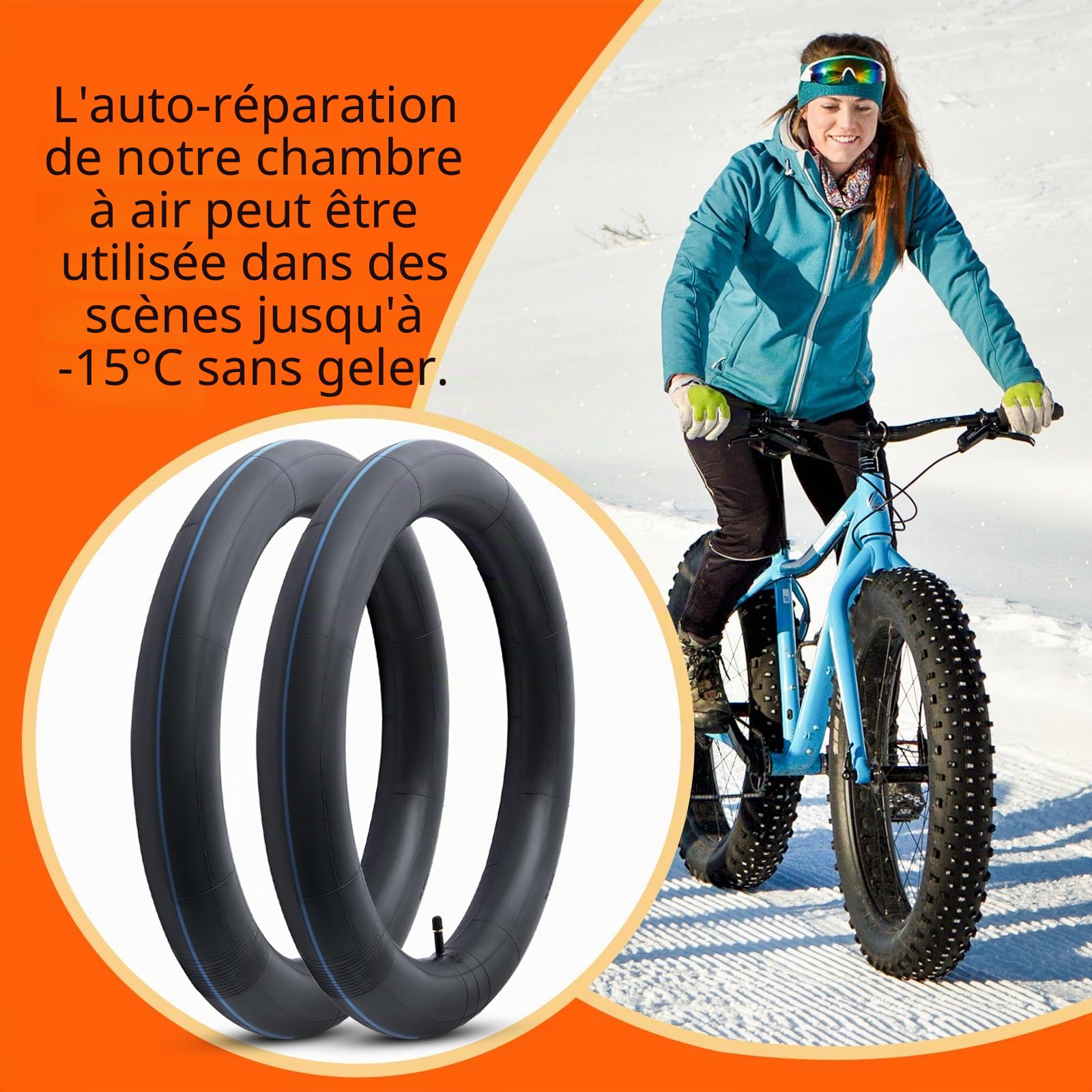 YunSCM 2PCS 102/114-559 Anti-crevaison Chambres à air 26x4.0/4.5 AV32mm Valve Prévention et Réparation,Compatible 26 Pouces Chambre à air Vélo de Route, VTT, vélo électrique 26x4.0 26x4.5
