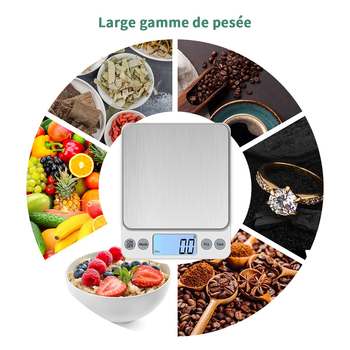 Tamaño extra grande Balance de alimentos 5kg/0.1g Recargable por USB Digital Balanza de Cocina,PreCision Balance Electrónico Bandejas de mesa de pesaje de acero inoxidable