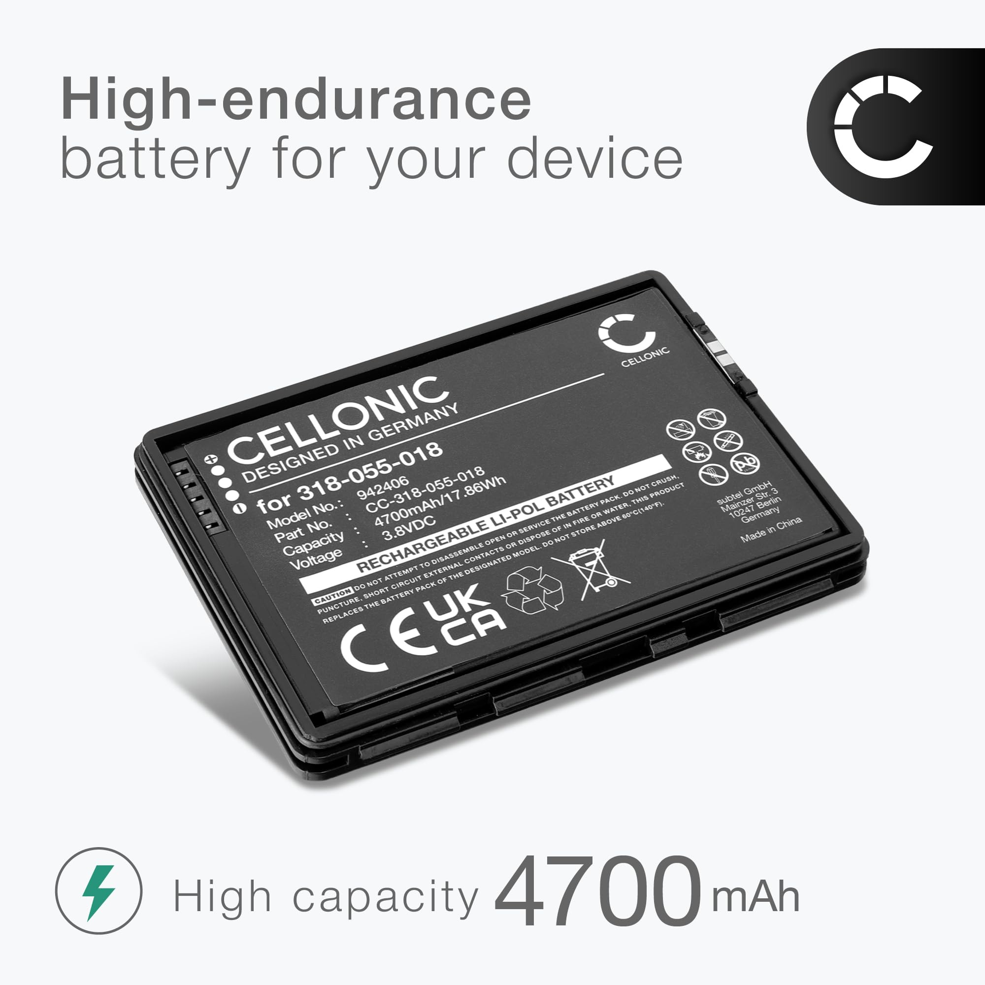 CELLONIC Akku kompatibel mit Honeywell CT60, 318-055-005, Dolphin CT50-BTSC
