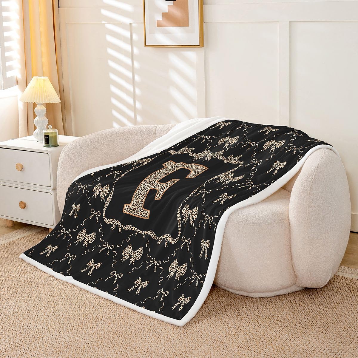 Homewish Anfangsbuchstabe Gepardenmuster Kuscheldecke Flauschig 150x200cm