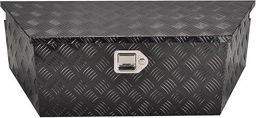 suntonmoto Caja de herramientas de aluminio de 39 pulgadas de ancho con cerradura y llaves, organizador de almacenamiento impermeable para camiones