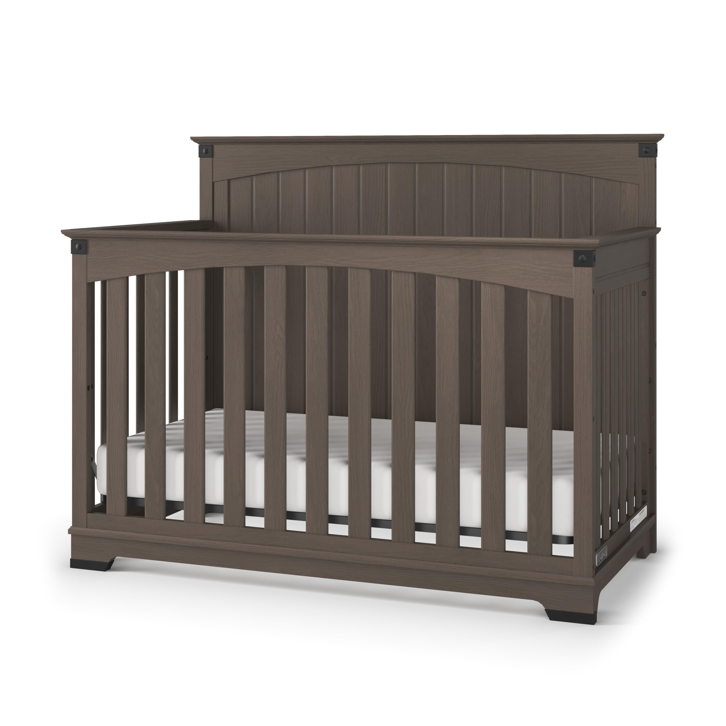 Child Craft Redmond Full Panel 4-in-1 Convertible Crib, Converts to Day Bed, Toddler Bed and Full-Size Bed, 3 Adjustable Mattress Positions, Non-Toxic, Baby Safe Finish (Dapper Gray)