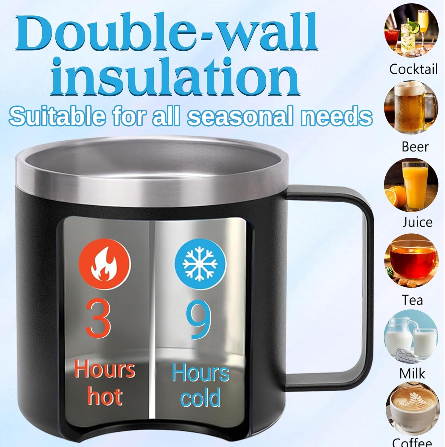 Custom Insulated Coffee Mug with lid Handle Personalized Stainless Steel Coffee Mugs with Name Logo Text 12oz 14oz Engraved Travel Coffee Tumbler Gift for Women Men,Birth Flower Style - Image 4