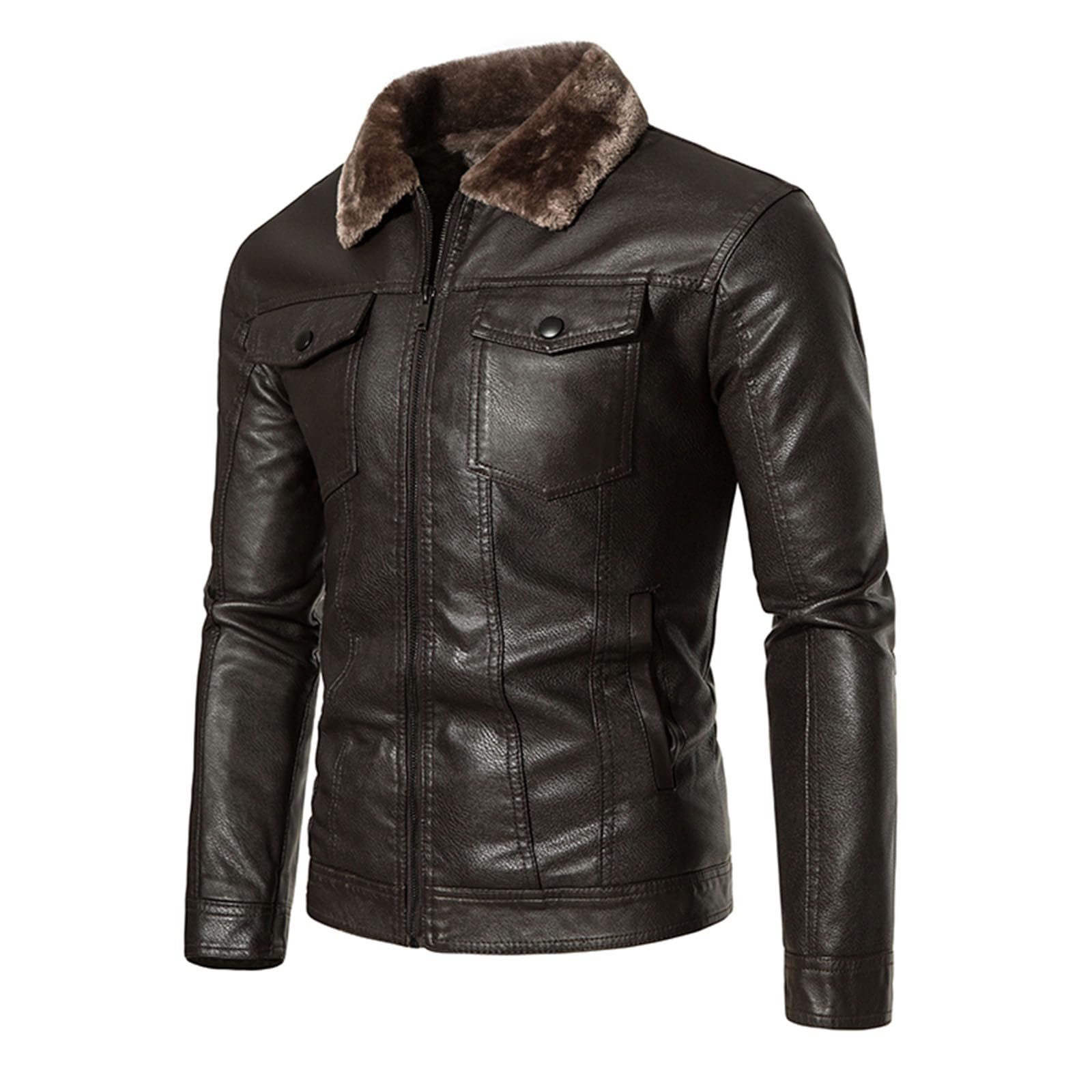 NUSGEAR Chaqueta de cuero Hombre Otoño Invierno Moda Abrigo Grueso gótico punk Chaqueta PU Deportivo bomber cremallera impermeable moto bolsillo Outwear Tops cálida Clásico Talla grande 2024
