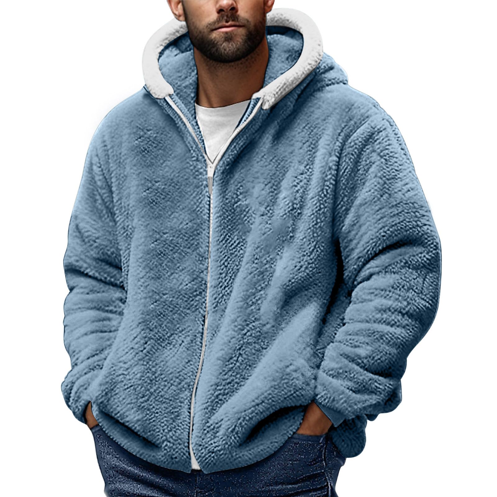 Fuzzy Sherpa Hoodie voor heren - Winter Teddy Jas Zip Up Warme Fleece