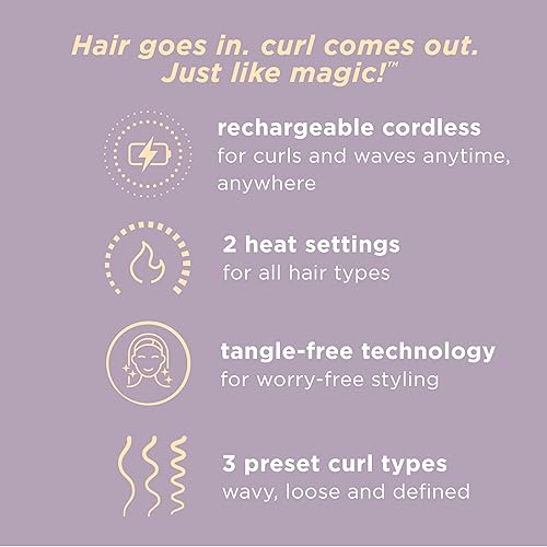 Miniatura 2 de INFINITIPRO by Conair Curl Secret - Mini rizador automático, barril de 12 pulgada, rizador de pelo inalámbrico para todo tipo de cabello y