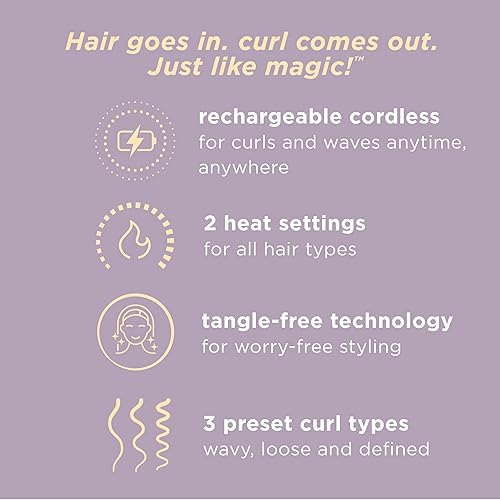 Miniatura 2 de INFINITIPRO by Conair Curl Secret - Mini rizador automático, barril de 12 pulgada, rizador de pelo inalámbrico para todo tipo de cabello y