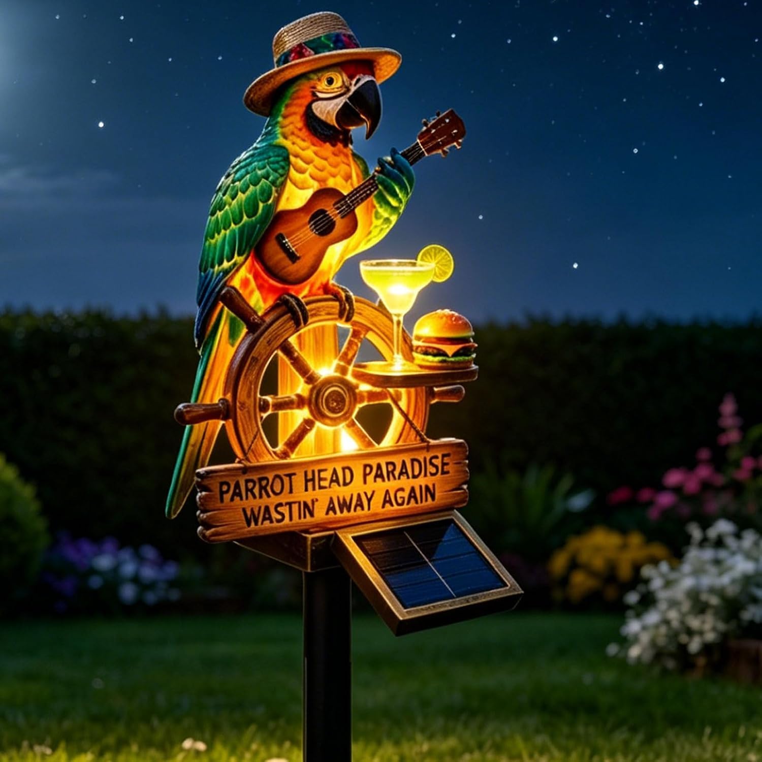 Luz Solar en Forma de Loro para Jardín, Lámpara Empotrable Resistente al Agua Decorativa para Césped, Patio y Terraza, Ideal para Fiestas en Piscina, Regalo Original para Exteriores