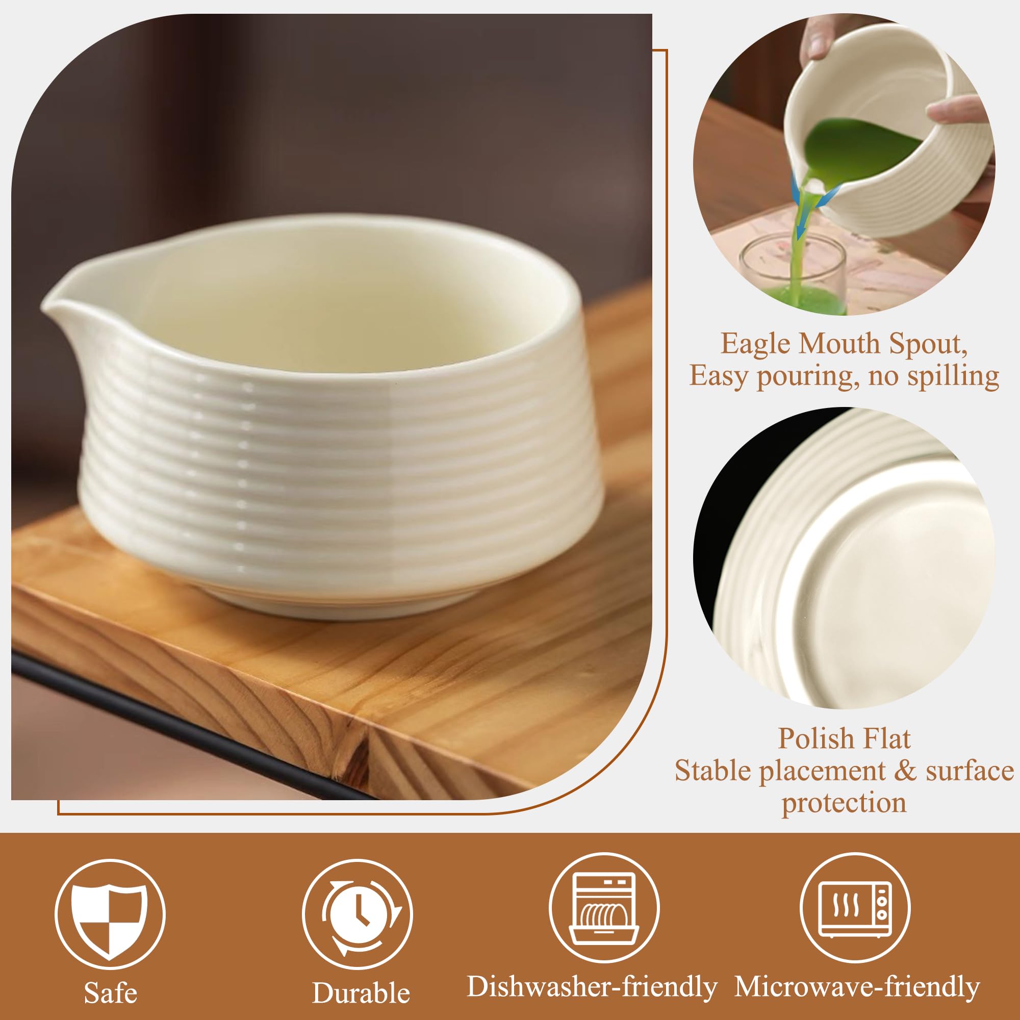 Kit Té Matcha Completo 8 Piezas con Cuenco de Cerámica con Pico 510 ml, Batidor de Bambú, Cuchara, Tamiz y Soporte, Set Japonés para Matcha Latte, Ceremonia del Té, Regalo Original