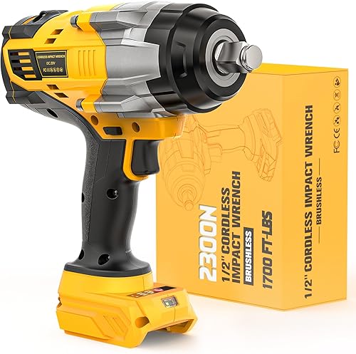 Miniatura 8 de Llave de impacto compatible con DeWalt 20V MAX Batería: 1/2 pulgada Hog Ring Impact Driver High Torque - Pistola de impacto inalámbrica de 1360