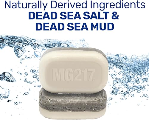 Miniatura 3 de MG217 Psoriasis - Jabón exfoliante en barra del Mar Muerto, sal del Mar Muerto, barro, aloe vera, vitamina E y aceite de geranio rosa para el