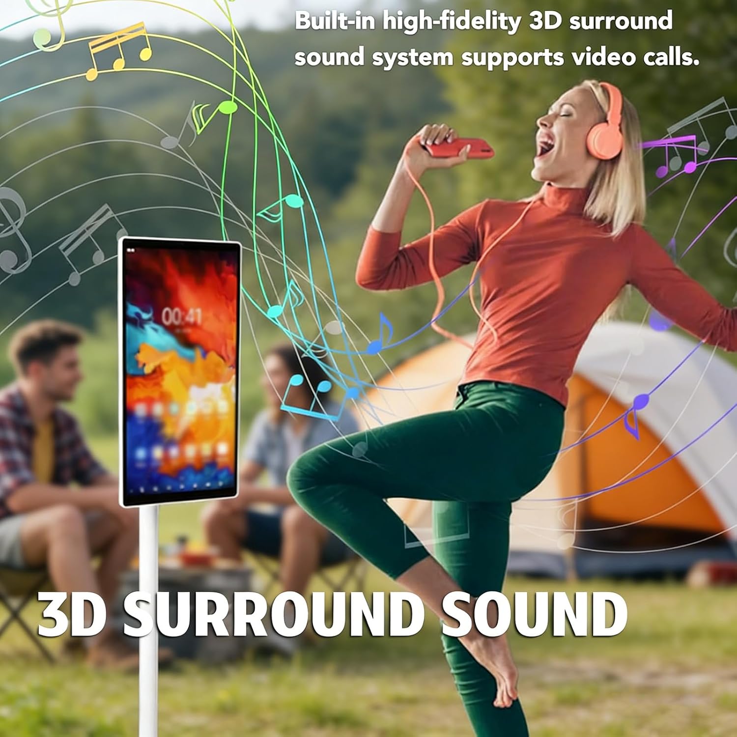 Portable Smart Tablet,21.5in/27in/32in Portable TV on Wheels with 8G+128G Storage, Android 13,Full Swivel Rotation,Voice Remote Control 32in(4k)