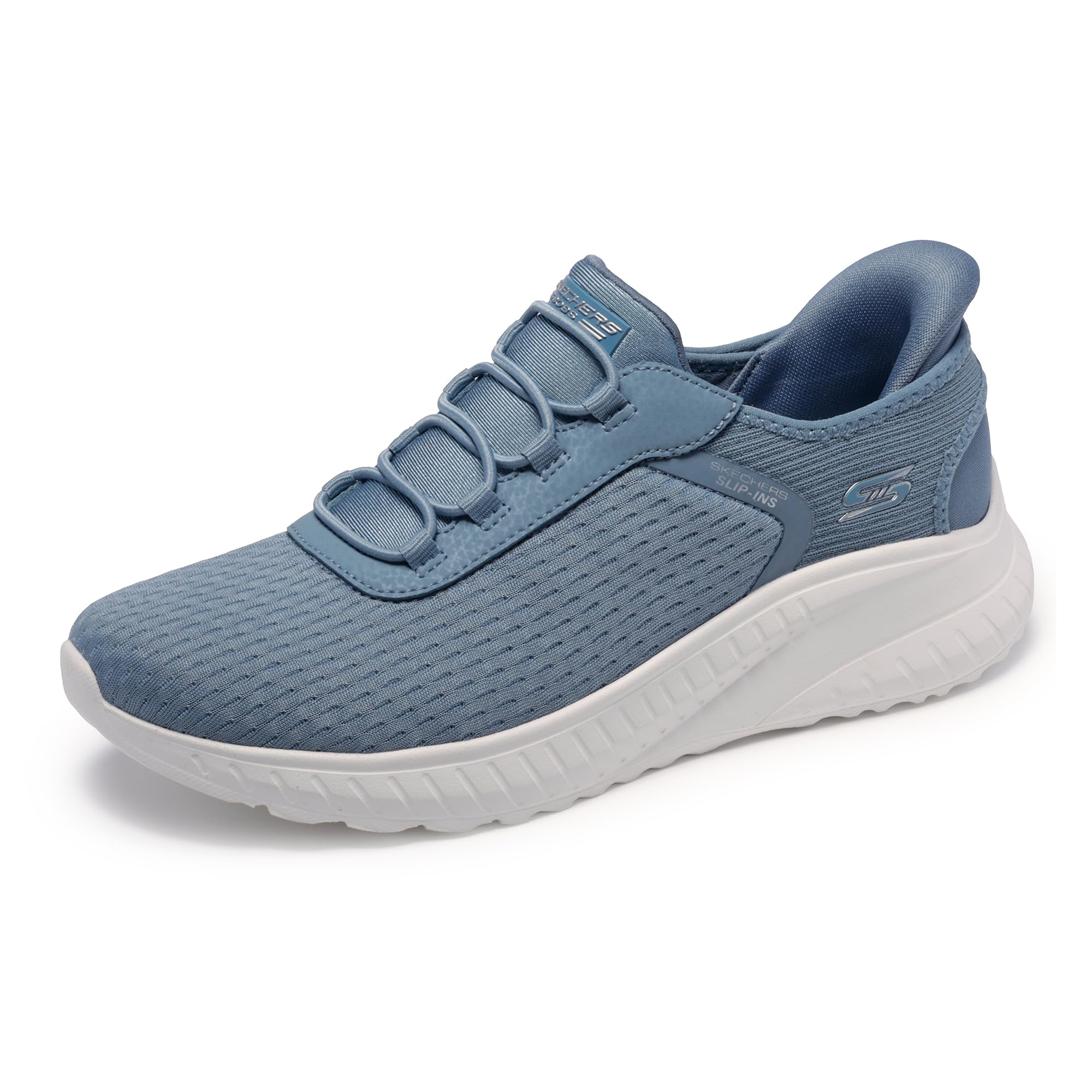 Skechers Women's Bobs Squad Chaos in Color Slip-in Trainers, Slate Mesh, 6.5 UK