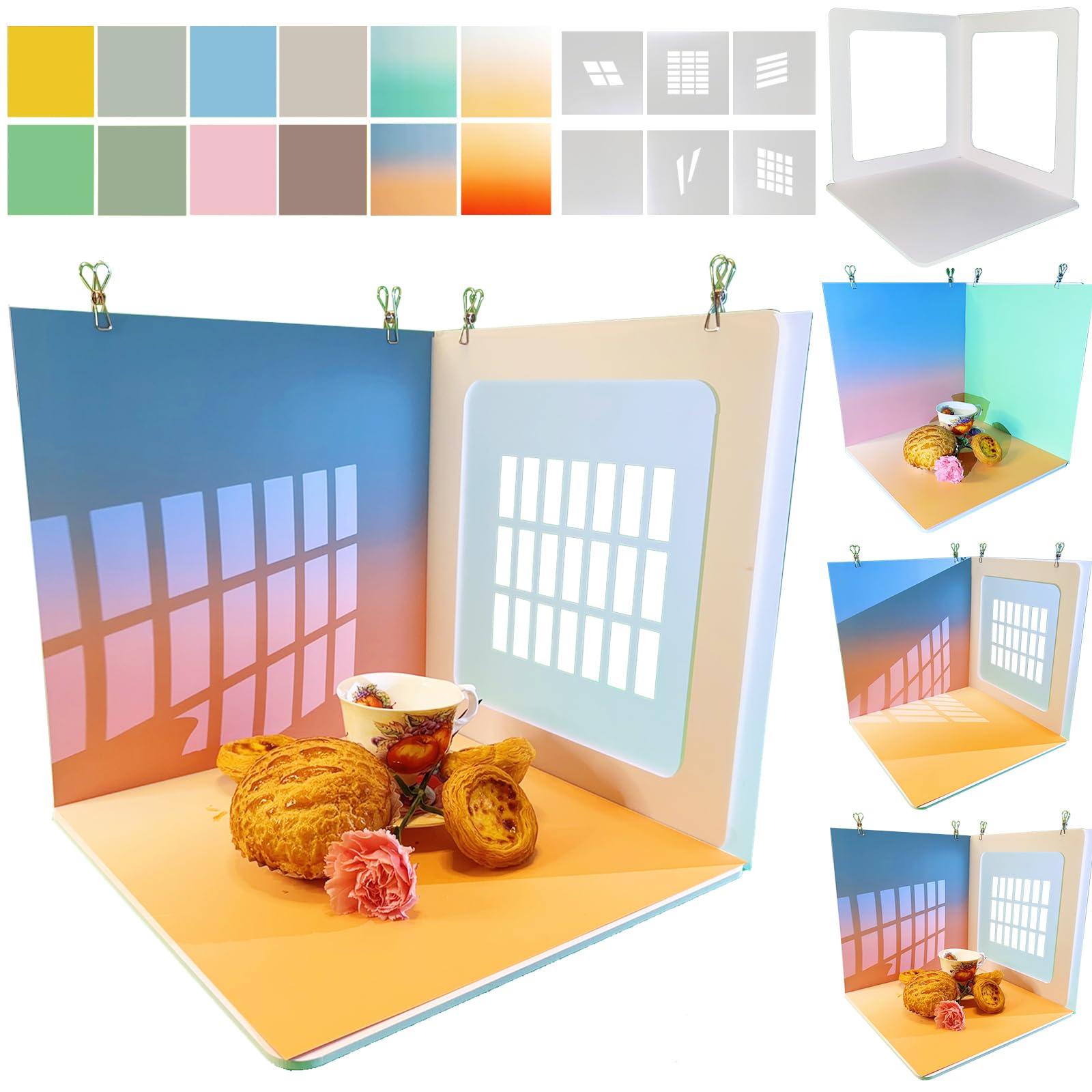 Kit di fondali fotografici portatili dal design originale, 15 pezzi, 28 modelli, kit da tavolo per piccoli prodotti – puntelli piatti per gioielli e cosmetici