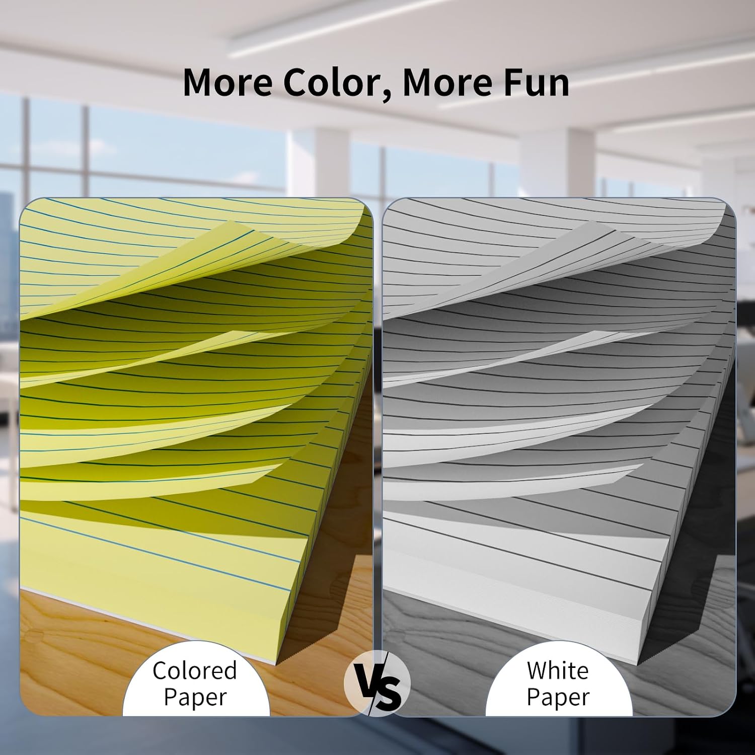 500 Sheets Loose Leaf Paper 8" x 10.5" Colored Filler Paper College Ruled 3-Hole Punched Lined Paper Notebook Paper for 3-Ring Binders Notepad Writing Note Pads Ideal for Home, School, Office image 4