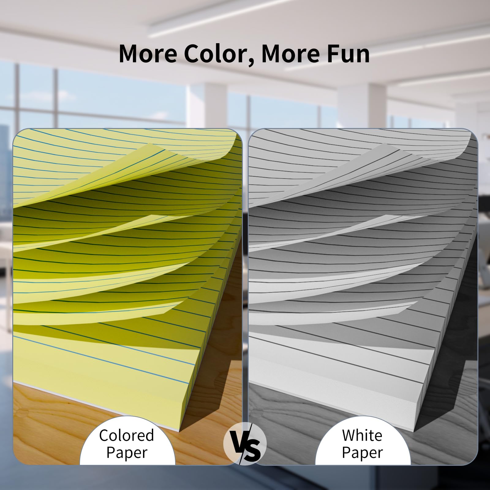 500 Sheets Loose Leaf Paper 8" x 10.5" Colored Filler Paper College Ruled 3-Hole Punched Lined Paper Notebook Paper for 3-Ring Binders Notepad Writing Note Pads Ideal for Home, School, Office: Colored 8" x 10.5"