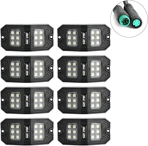 Miniatura 10 de SUNPIE 4 cápsulas mejoradas de 210 grados de gran angular RGBW LED Rock Lights APPControl remoto Modo de voz Modo de música Control automático Kit