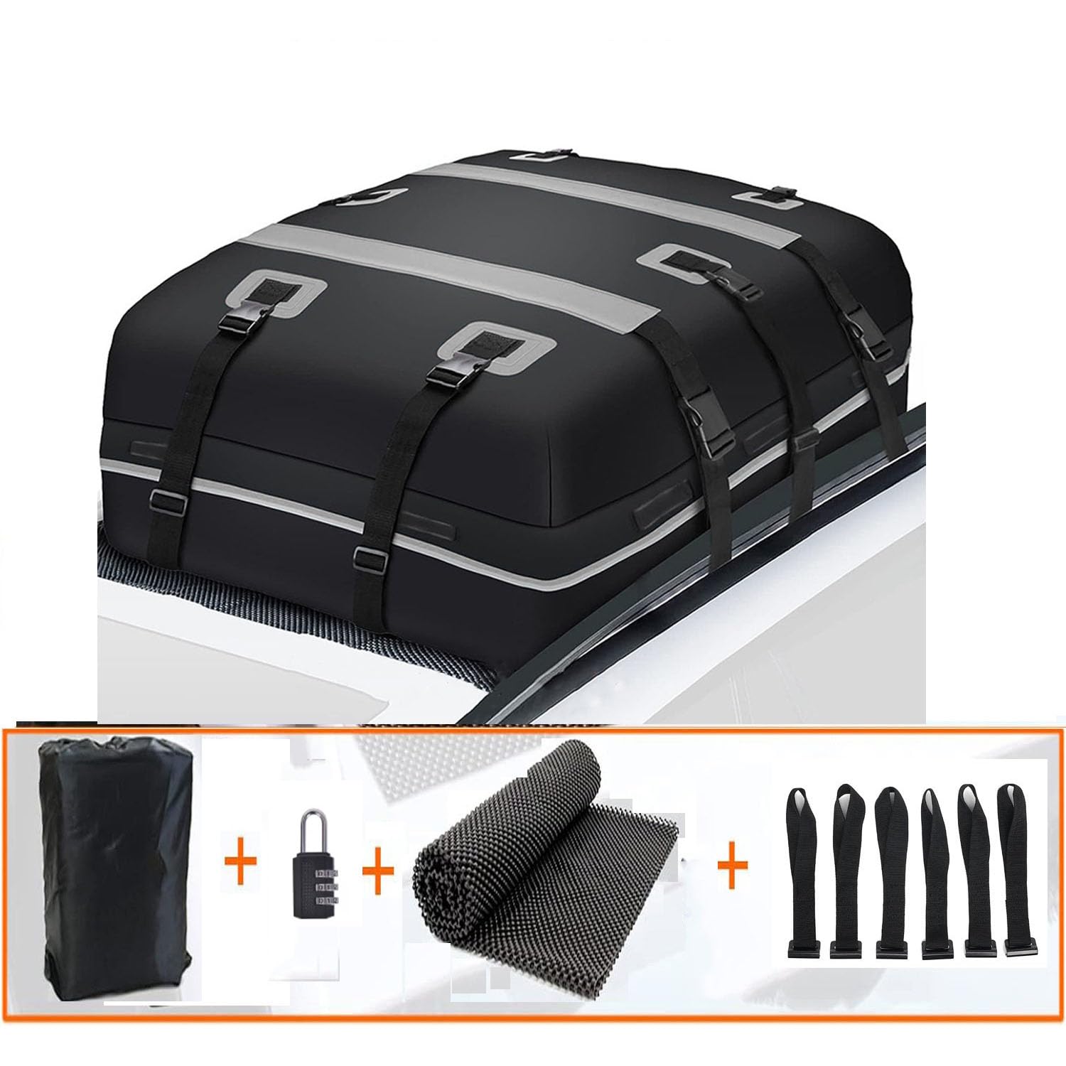Borsa da Tetto per Auto per Nissan Patrol Y62 Armada 2015 2018 2019 2020,Cubi di Borsa da Tetto Impermeabile Resistente allo Strappo Pieghevole Tetto Box,B-Black with Gray