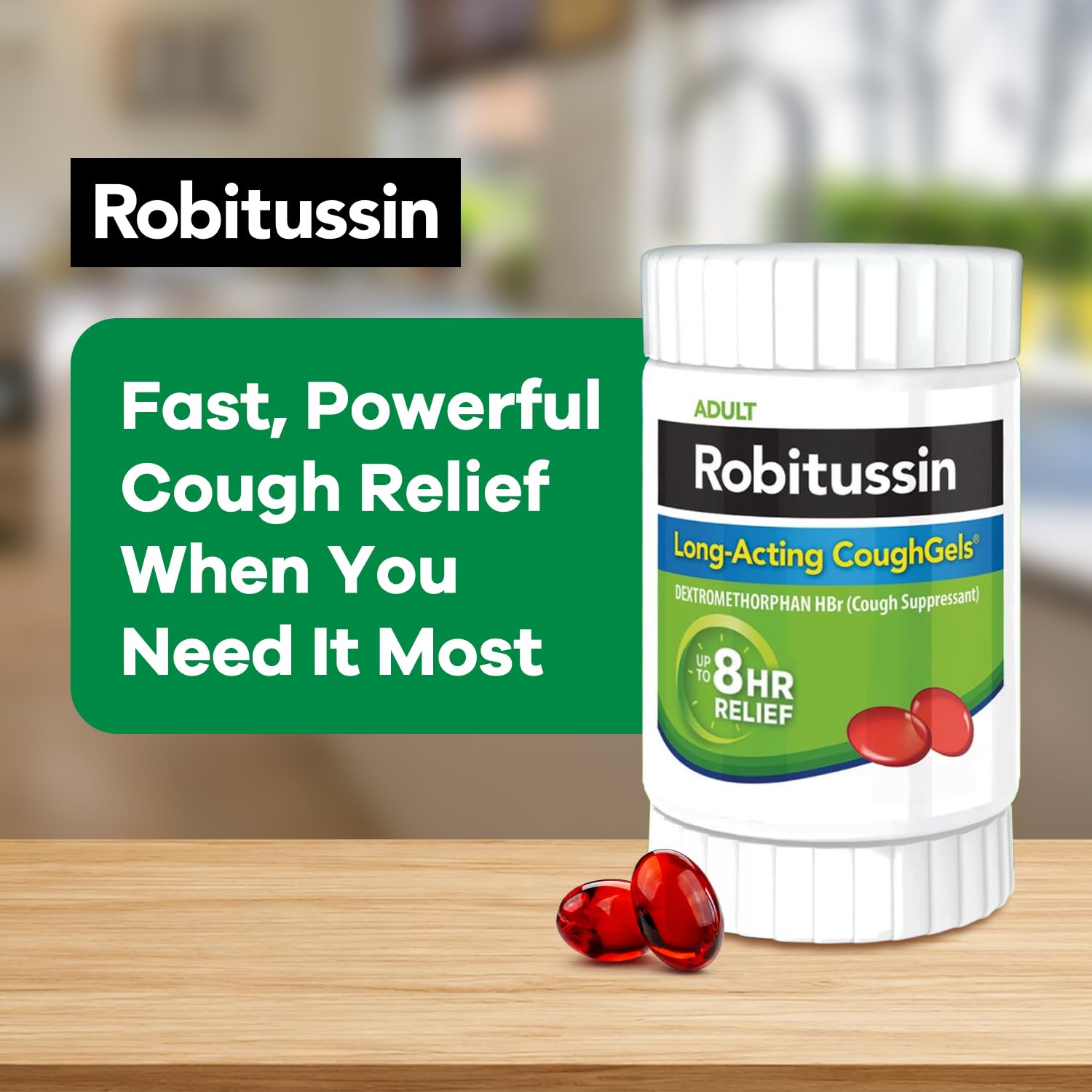 Robitussin Long-Acting CoughGels, Cough Medicine, 20 Liqui-Gels — Amazon image 2