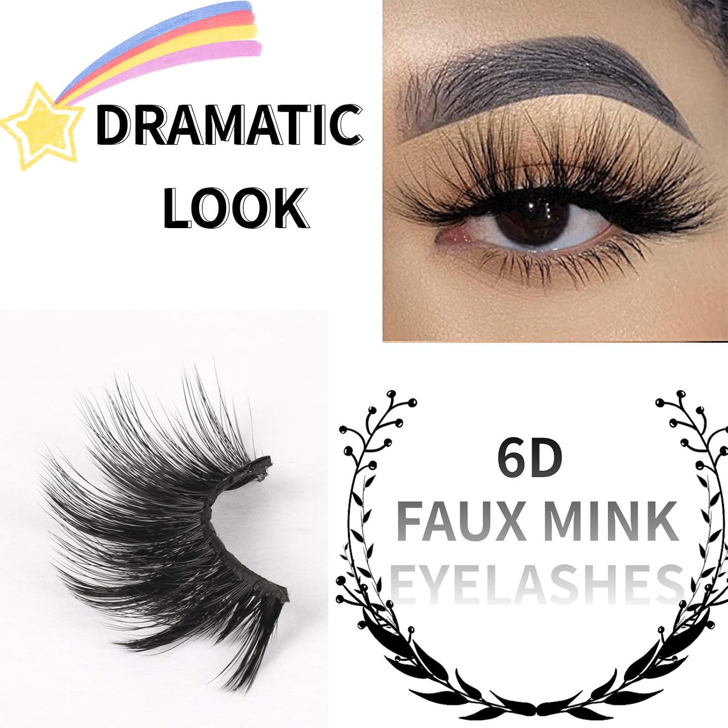 25mm Lashes Faux Mink Lashes Dramatic Long Fluffy False Eyelashes 6D High Volume Luxury Wispy Fake Lashes Soft Handmade Reusable Lashes Pack