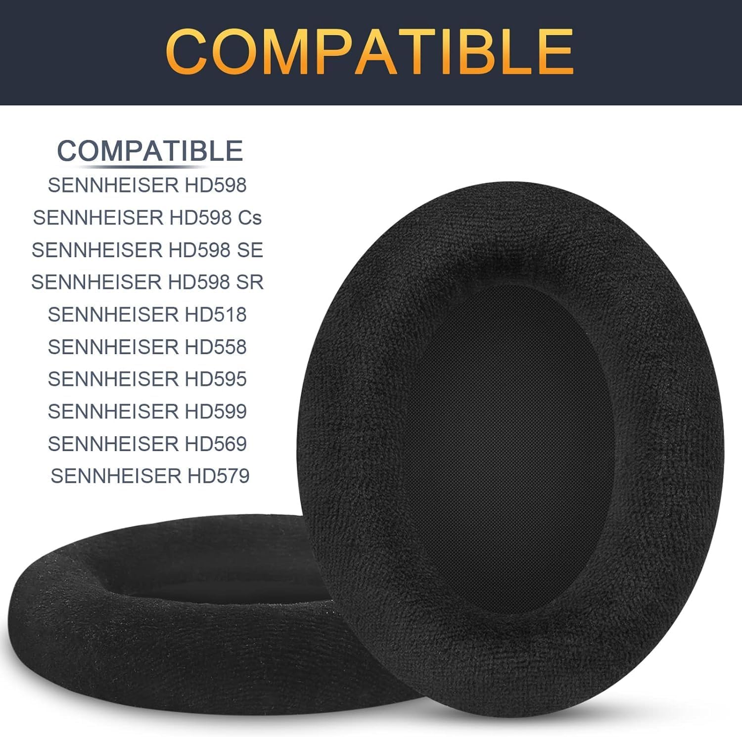 Gvoears HD598 Ear Pads Cushions for Sennheiser HD598 HD598 Cs HD598SE HD 598 SR HD518 HD558 HD595 HD599 HD569 HD579 HD560s Headphones Earpads,Headset Ear Cushions Earmuffs Comfort Black Dense Velvet