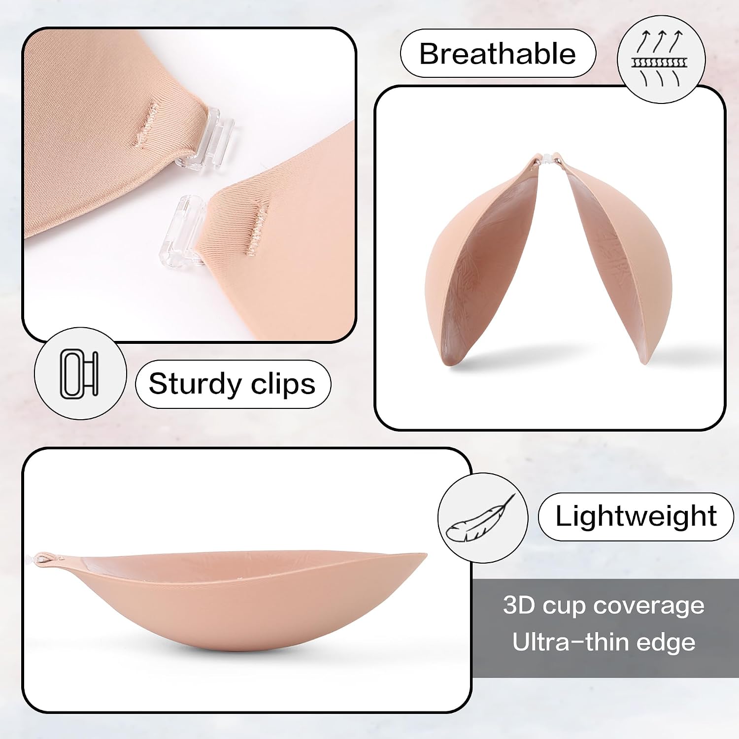 MITALOO Seamless Adhesive Bra Sticky Strapless Invisible Push up Bras Silicone Backless Nipple Cover for Women Nude Black
