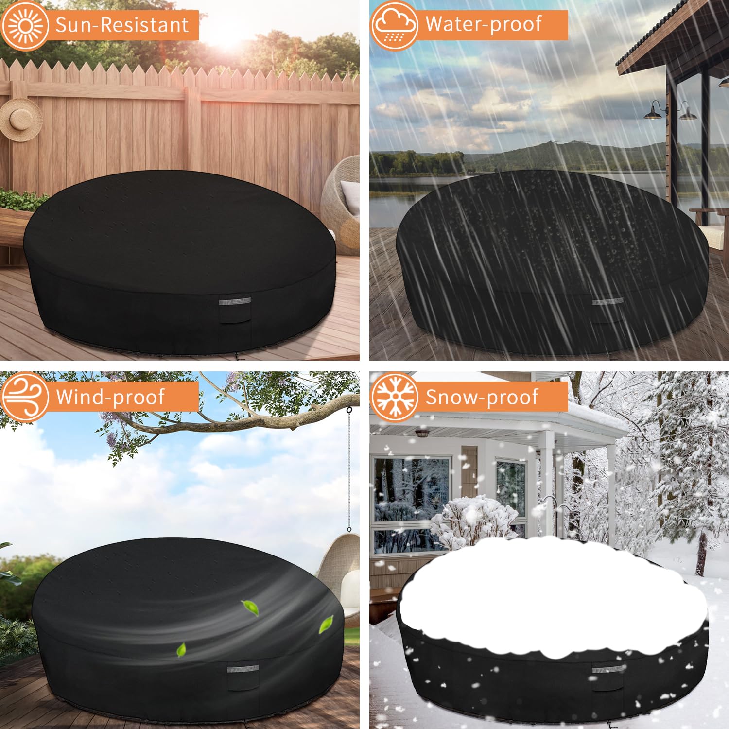Dokon Garden Day Bed Covers Waterproof Windproof Anti-UV Heavy Duty Oxford Fabric Patio Rattan Daybed Cover with Air Vent - Image 3