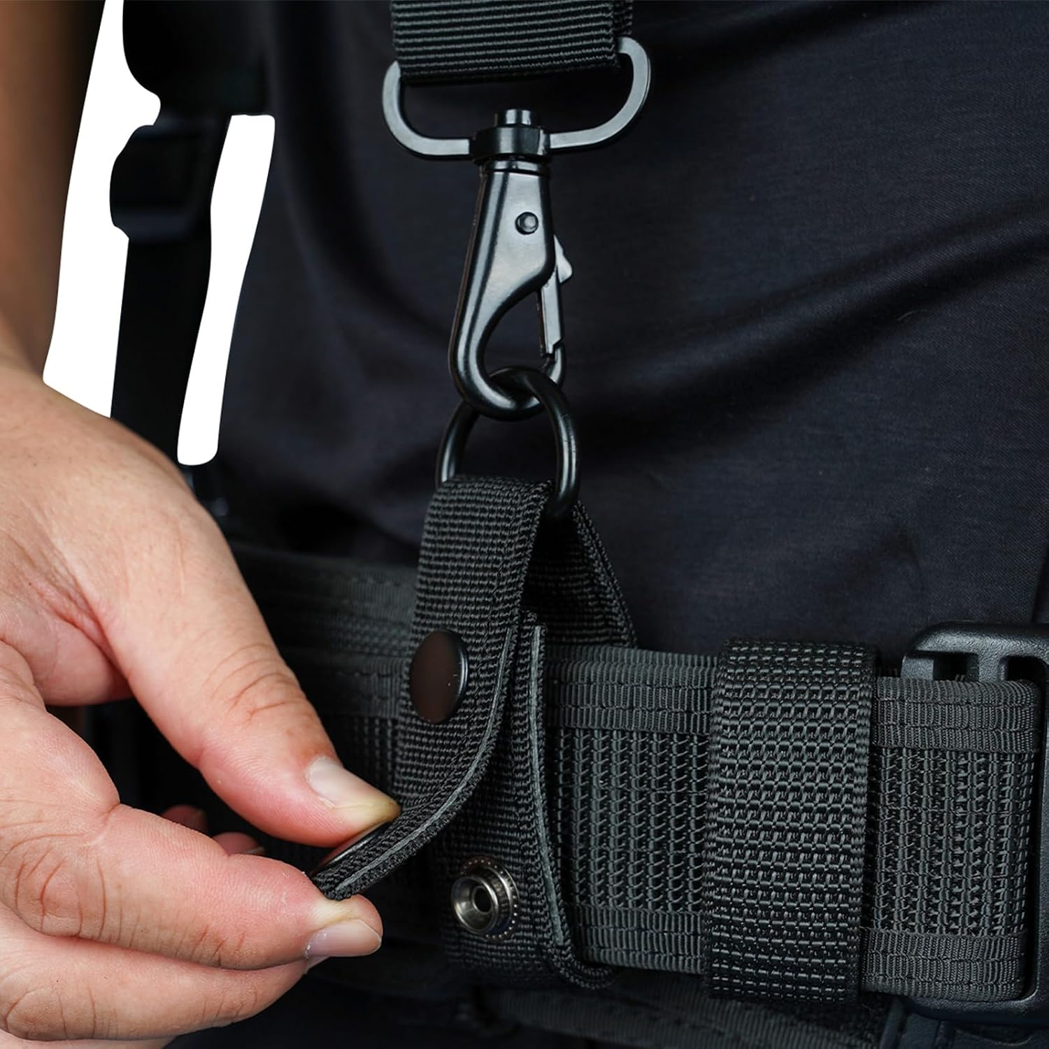 KUNN Tactical Duty Belt Suspenders with Metal Hook,Men Padded Police Harness for Duty Belt,Black