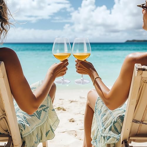 Miniatura 4 de Generic Juego de 4 copas de vino de plástico de 14 onzas, vasos de vino de Tritan irrompibles con tallo, sin BPA, aptas para lavavajillas, perfectas