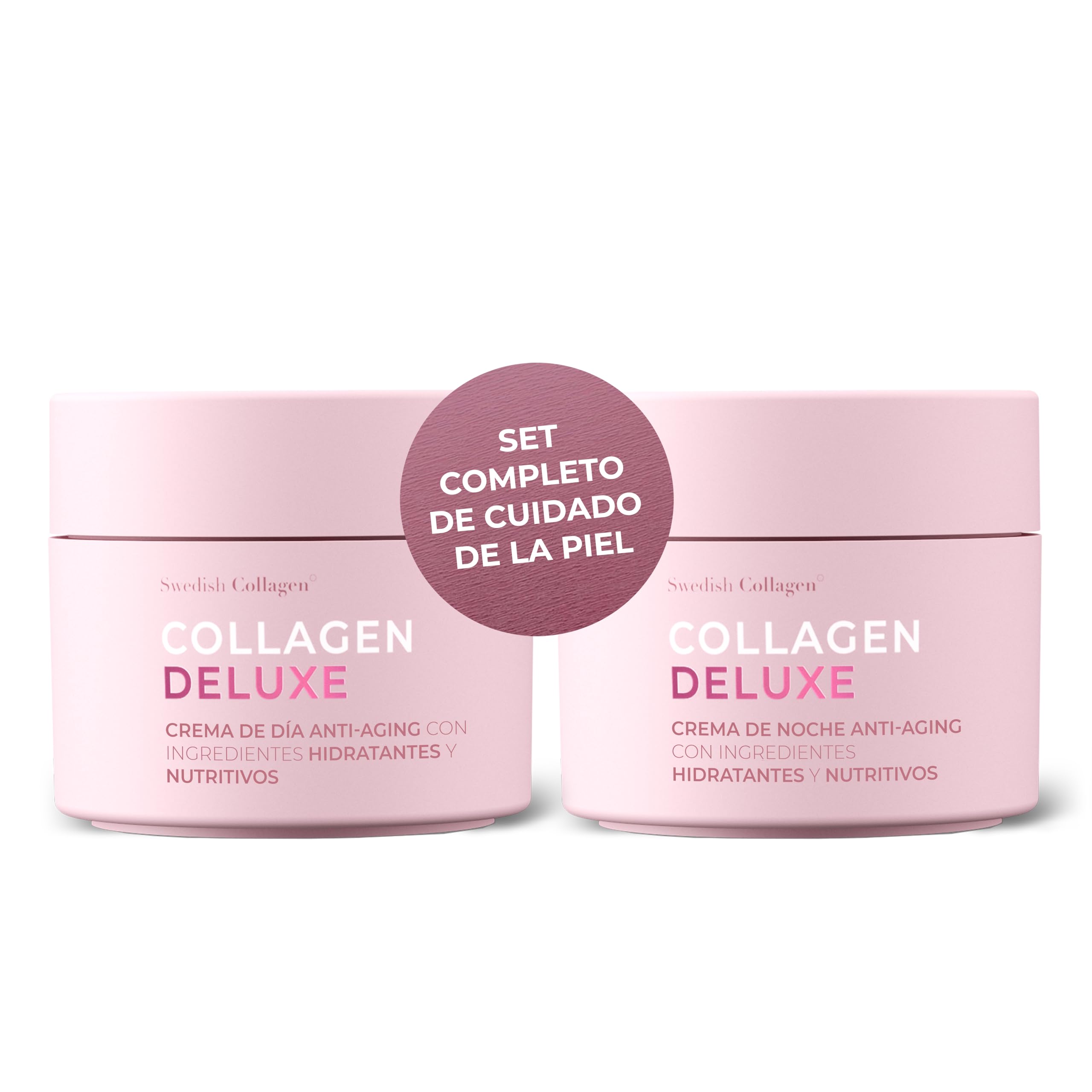 Swedish Collagen Deluxe, 2 x 50 ml | Cremas antiedad de día y de noche (1 de cada una) con retinol, péptidos, vitamina E, niacinamida y aloe vera | Hidratante y tratamiento facial para la