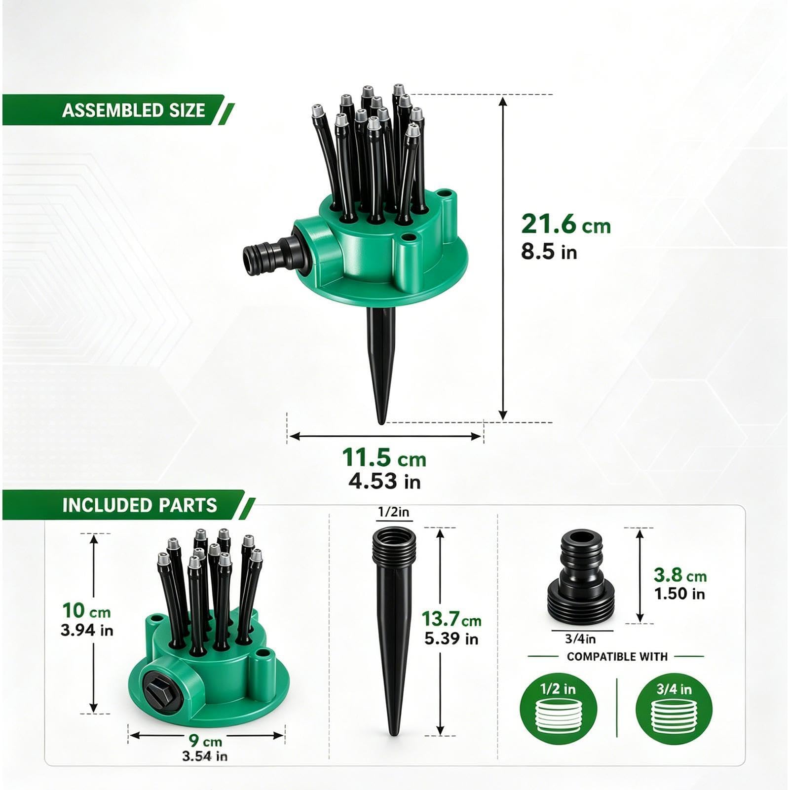 Aspersor para Césped Kit De Riego Giratorio De 360 Grados Con Ahorro De | Aspersor De Riego Para Jardín Y Flores Para El Riego Y La Jardinería Plantaciones Patios Porches Césped Y Parterres D