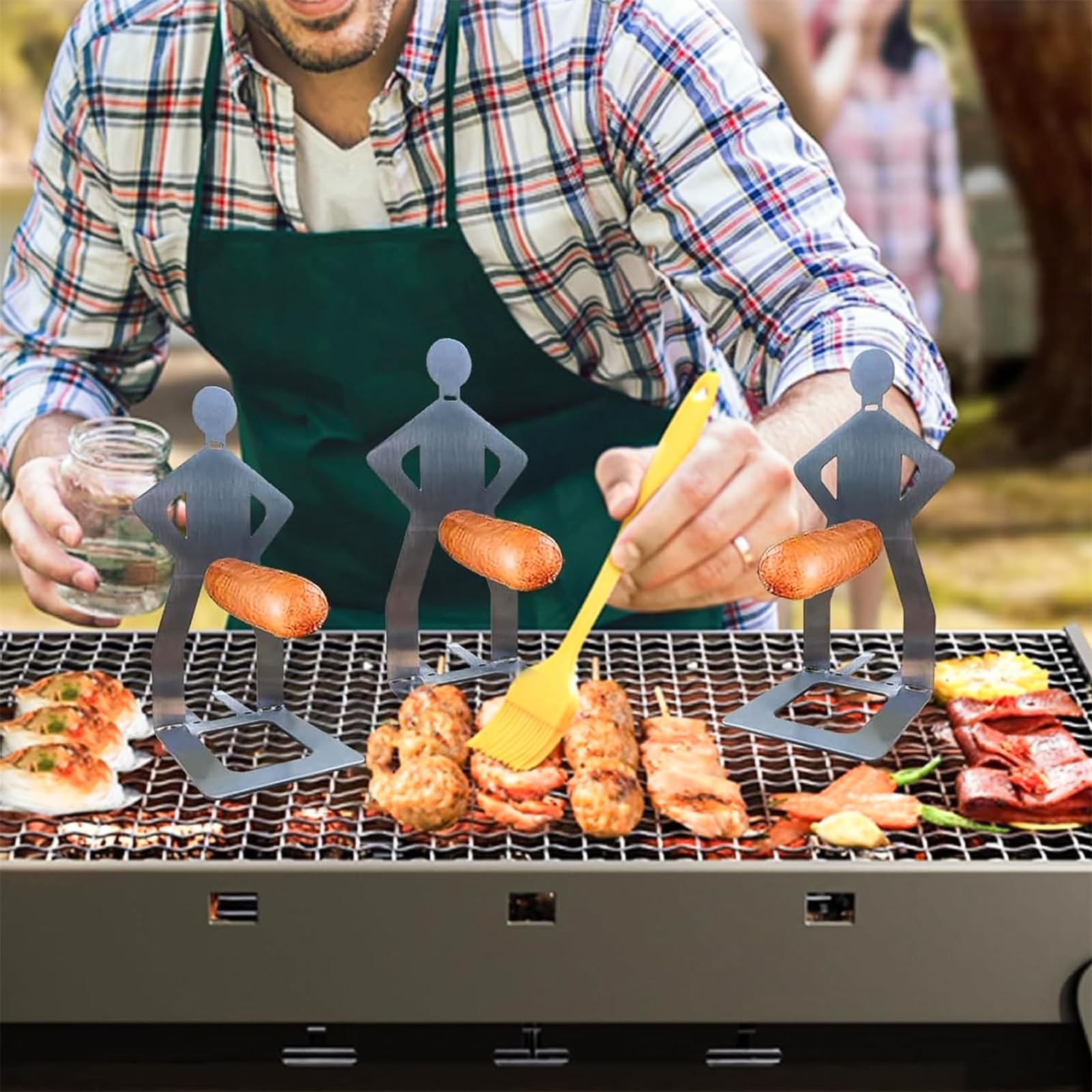 Supports Saucisses Forme Humaine Lot De 2 Supports à Saucisses En Acier Inoxydable Pour Hot-dog Support Saucisse Barbecue