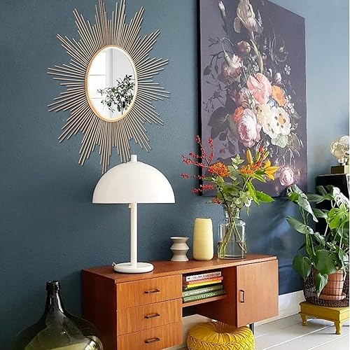 Miniatura 6 de Cityelf Espejo de pared grande de 24 pulgadas con forma de explosión de sol, estilo bohemio, decoración del hogar, espejo de pared redondo para sala